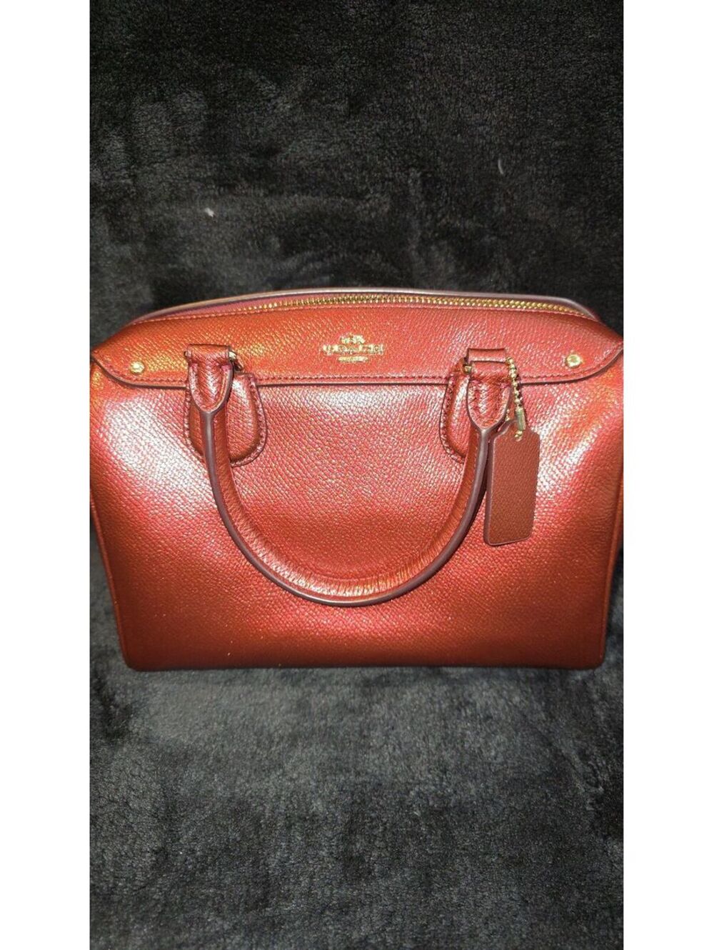 7. NWOT Coach Mini Bennett Satchel in a metallic Burgandy
